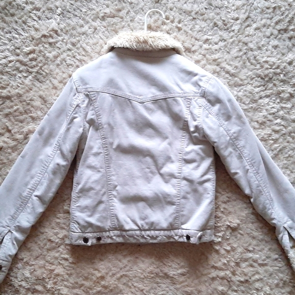 Women's Corduroy Sherpa Lined Jacket Ivory Size Small - Picture 4 of 5